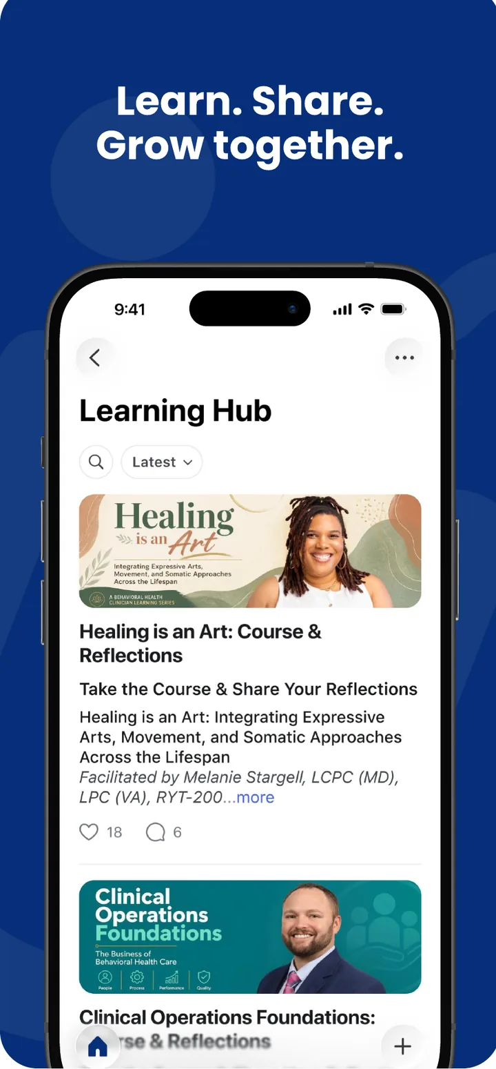 The Weceu Learning Hub, showing courses members can take and reflect on together.